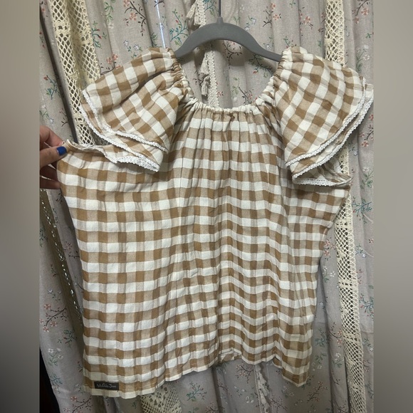 Matilda Jane Enchanted Garden Annabelle Gingham Off-Shoulder Blouse Size XL - Picture 5 of 5